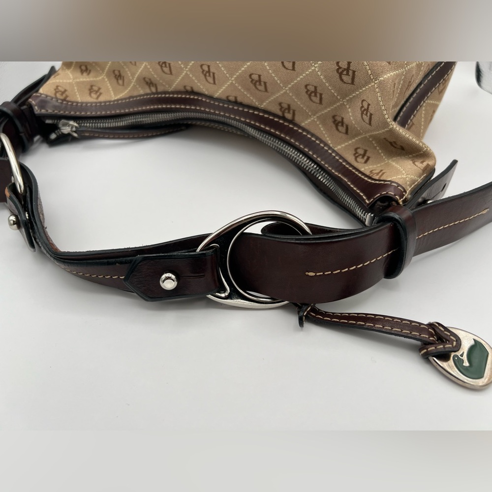 Brown Dooney & Bourke Canvas Monogram with Leather Trim Hobo - Picture 7 of 15